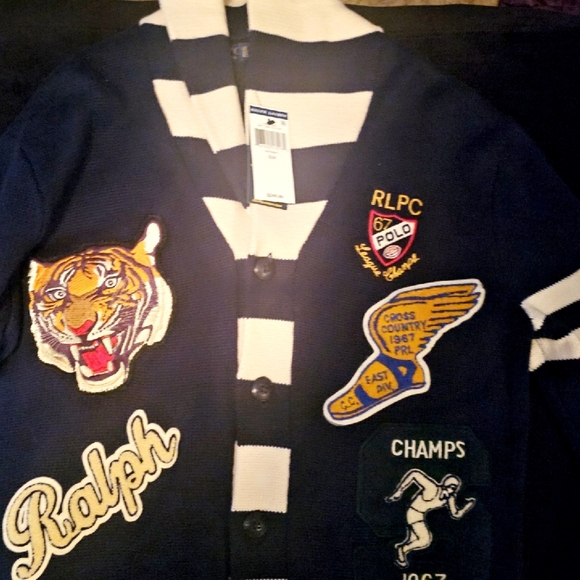Polo Ralph Lauren Other - Polo by Ralph Lauren Blue and White Varsity Jacket with Embroidered Patches